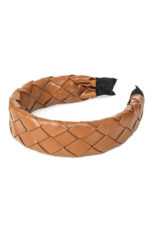 Faux Leather Braided Fashion Headband