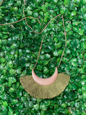 Olive Tassel Necklace