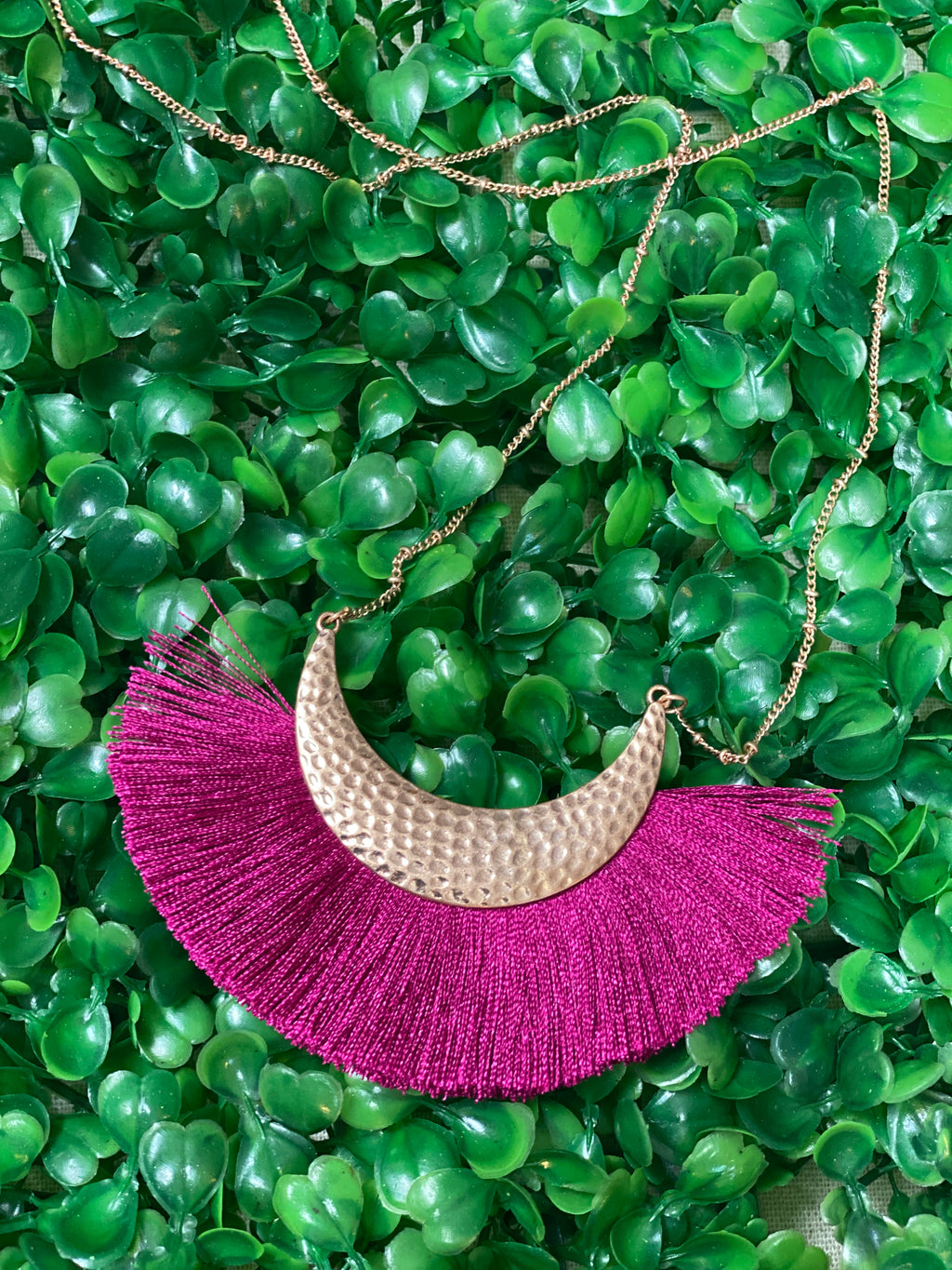 Raspberry Tassel Necklace