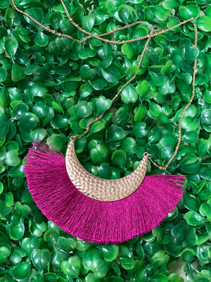Raspberry Tassel Necklace