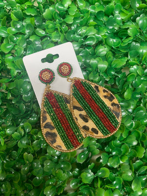 Leopard & Stripe Teardrop Earrings