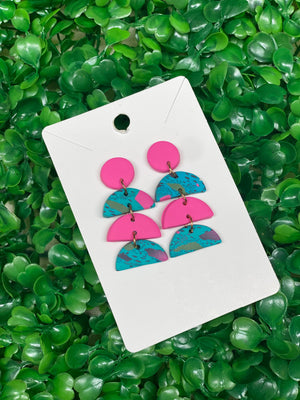 Triple Half Moon Clay Earrings