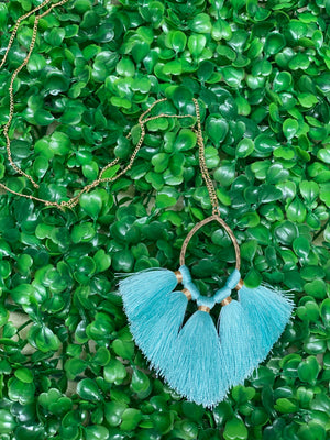 Teal Tassel Necklace