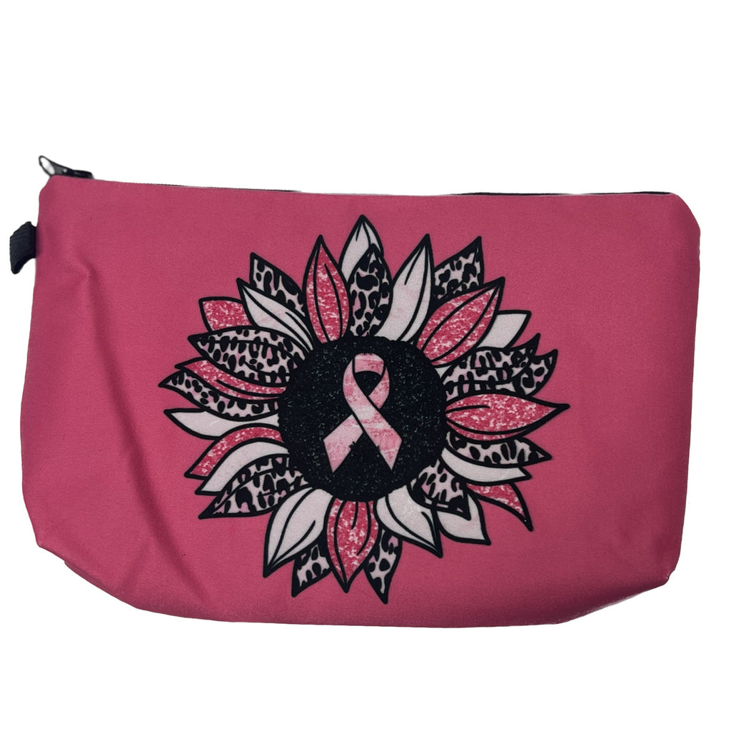 Pouch - Pink Ribbon Sunflower