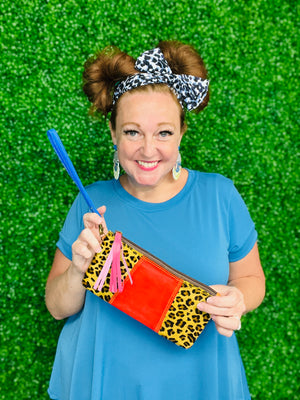 Quinn Leather and Hair on Hide Wristlet