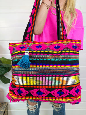 Roxy Embroidered Tapestry Tote Bag