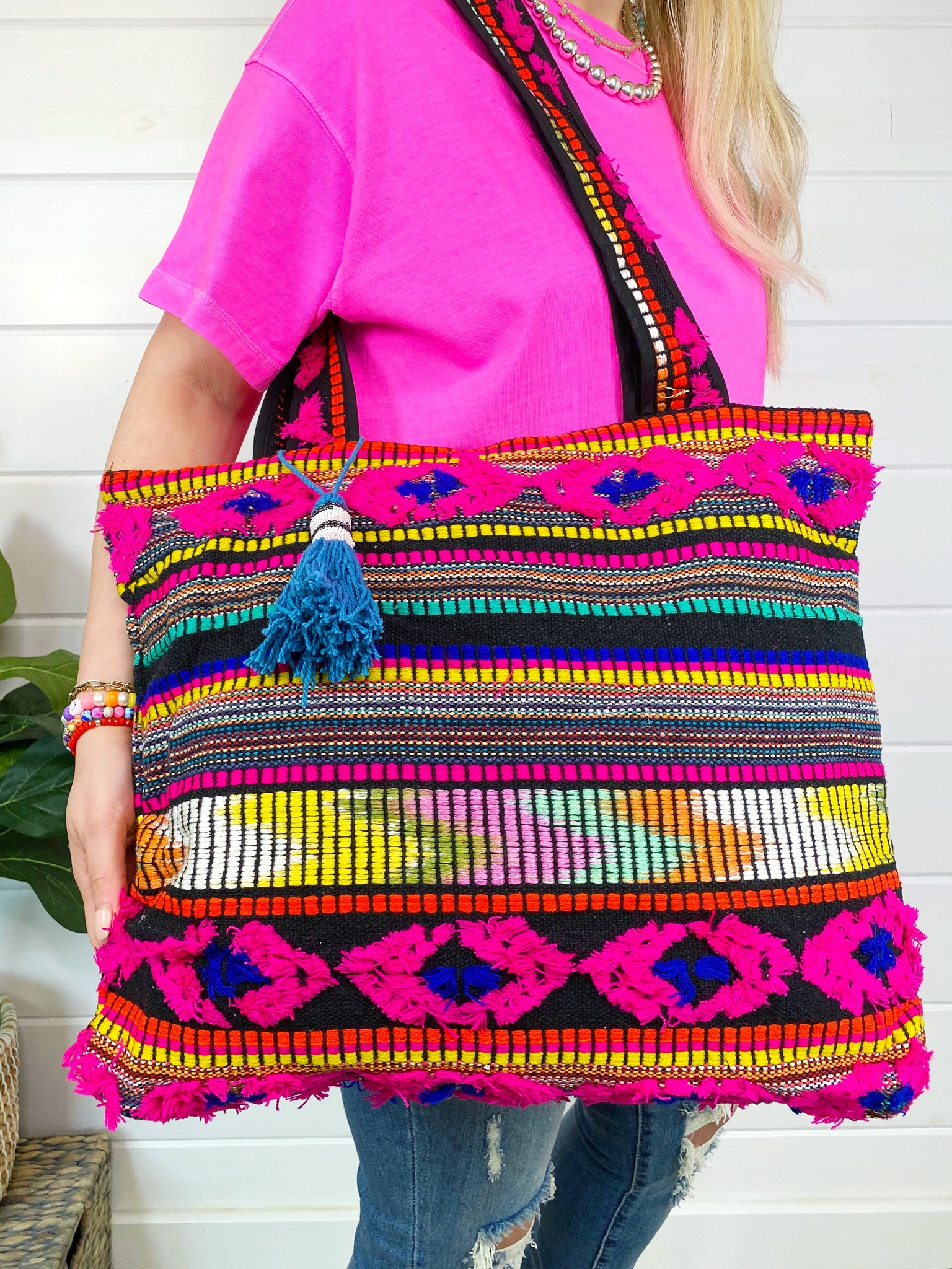 Roxy Embroidered Tapestry Tote Bag